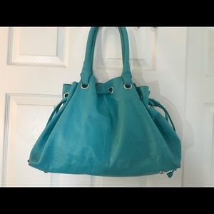 Boden Leather Slouch Handbag-Turquoise Color